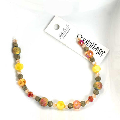Crystal Lane Designer Strands -  Windowed Rounds and Facets - Orange Sunset (7in