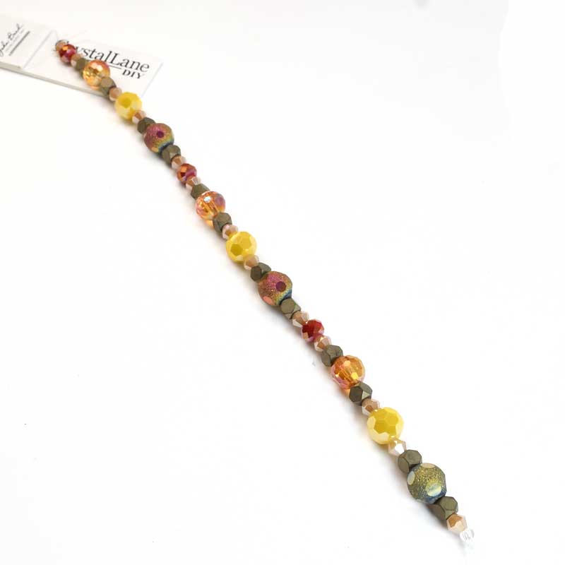 Crystal Lane Designer Strands -  Windowed Rounds and Facets - Orange Sunset (7in