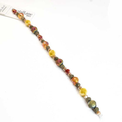 Crystal Lane Designer Strands -  Windowed Rounds and Facets - Orange Sunset (7in