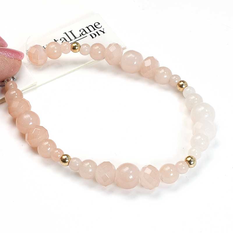 Crystal Lane Designer Strands -  Rounds and Rondelles - Hint of Rose (7in Strand