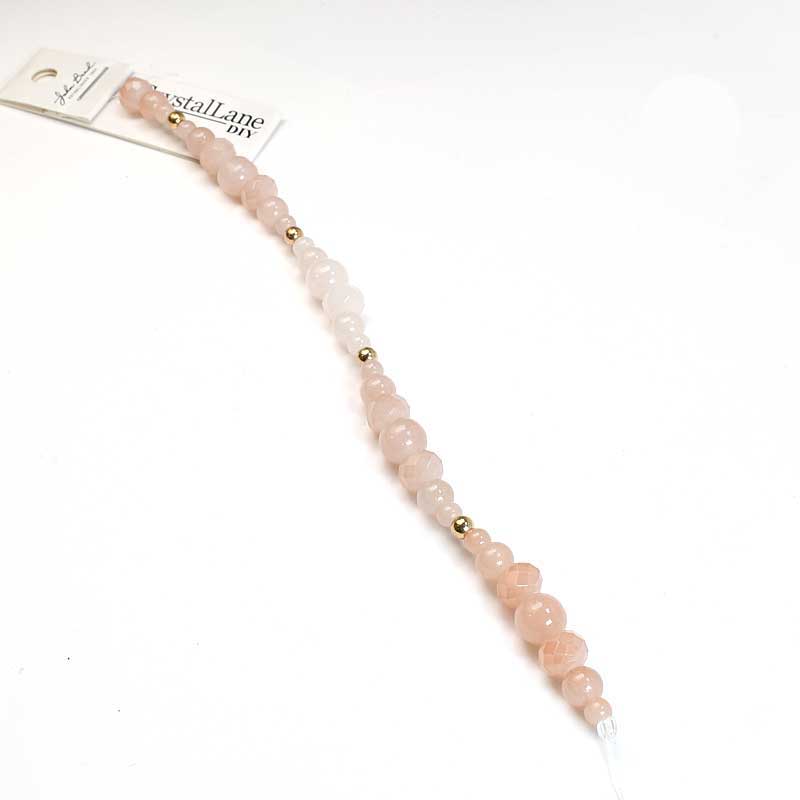Crystal Lane Designer Strands -  Rounds and Rondelles - Hint of Rose (7in Strand