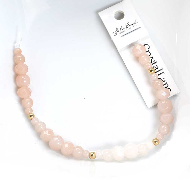 Crystal Lane Designer Strands -  Rounds and Rondelles - Hint of Rose (7in Strand