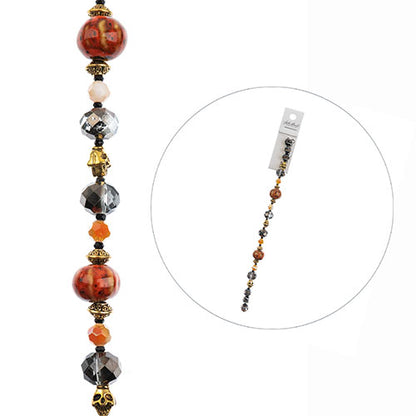 Crystal Lane Designer Strands -  Ceramic Rounds and Facets - Pumpkin Dance (7in 