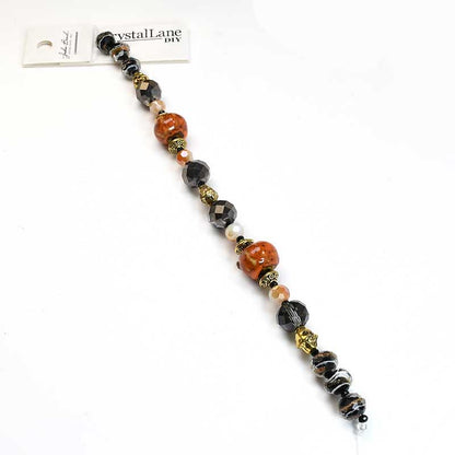 Crystal Lane Designer Strands -  Ceramic Rounds and Facets - Pumpkin Dance (7in 