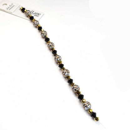 Crystal Lane Designer Strands -  Rounds and Bicones - Gold Zebra (7in Strand)