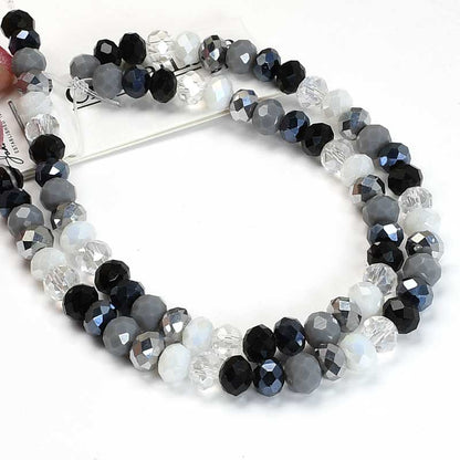 Crystal Lane Designer Strands -  Faceted Rondelle Donuts - Ansel Adams Grey Mix 
