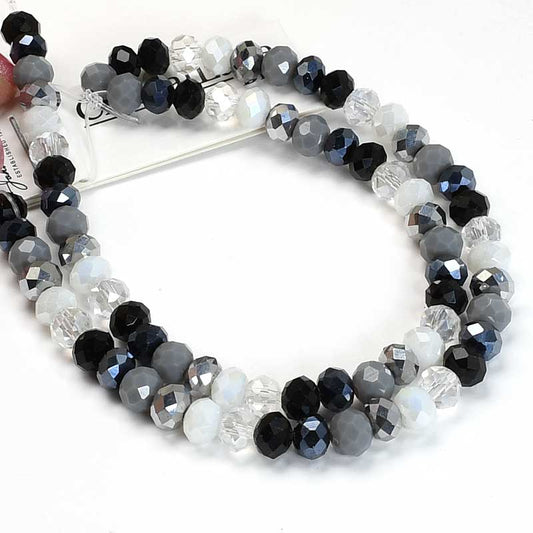 Crystal Lane Designer Strands -  Faceted Rondelle Donuts - Ansel Adams Grey Mix 