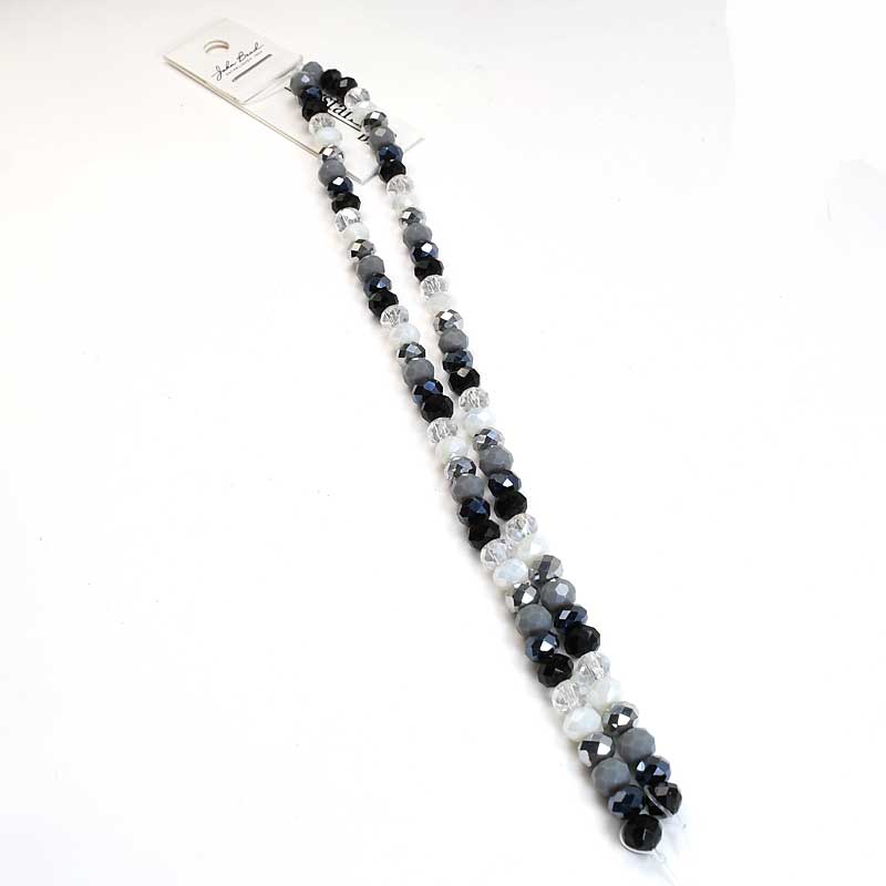 Crystal Lane Designer Strands -  Faceted Rondelle Donuts - Ansel Adams Grey Mix 