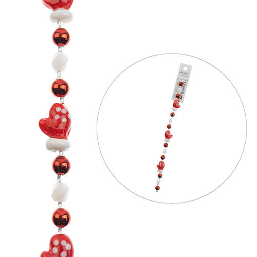 Crystal Lane Designer Holiday Strands - Mittens with Beads - Red White (7in Stra