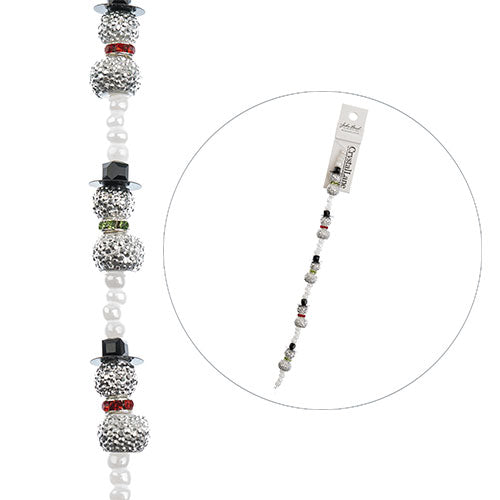 Crystal Lane Designer Holiday Strands - Snowman Stack with Beads - Silver Stardu