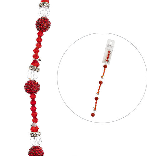 Crystal Lane Designer Holiday Strands - Santa Stack Pave with Beads - Red / Crys