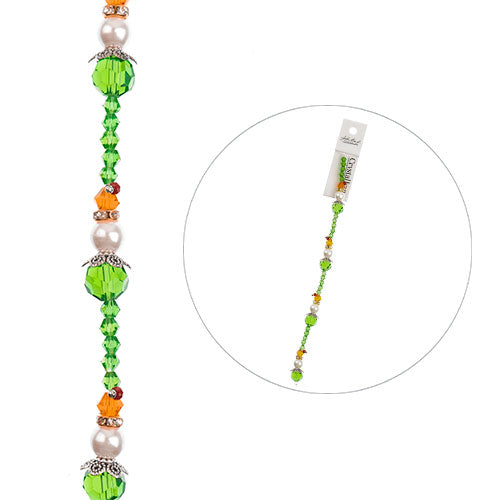 Crystal Lane Designer Holiday Strands - Elf Stack with Beads - Green / Orange / 
