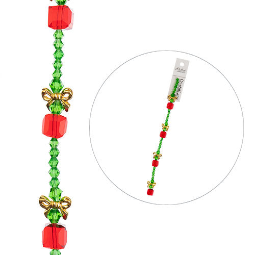 Crystal Lane Designer Holiday Strands - Gift Stack with Beads - Red Green (7in S