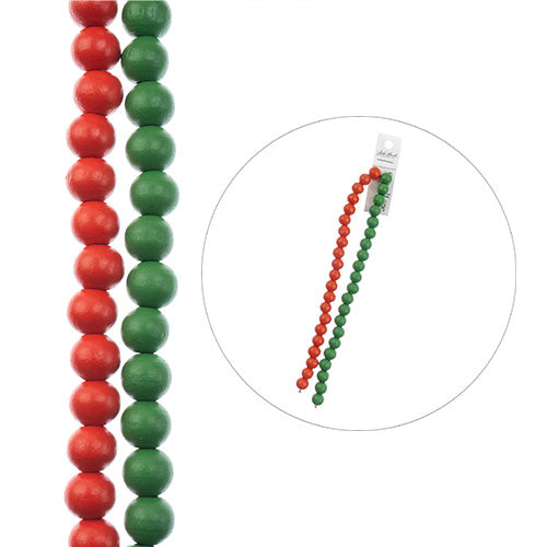 Crystal Lane Designer Holiday Strands - Wood Rounds - Red Green (2x7in Strands)