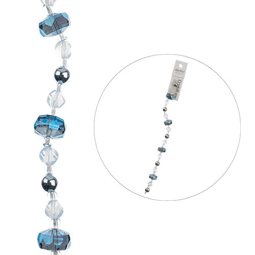 Crystal Lane Designer Holiday Strands - Rondelle and Rounds - Blue White Silver 