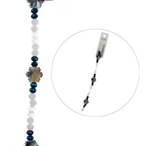 Crystal Lane Designer Holiday Strands - Snowflake with Beads - Silver Blue White