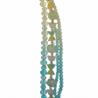 Roses Butterflies Faceted Rondelles - Teal Ombre (4x7in Strand)