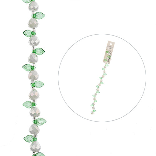 Pear and Leaves - White and Green (7in Strand)