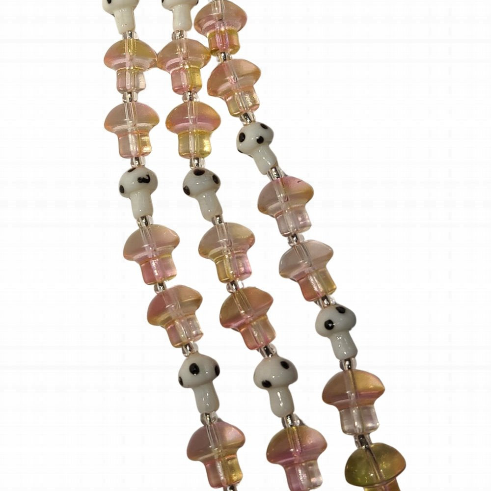 Mushrooms and Mushrooms - Rosy Amber and Spotted White (7in Strand)