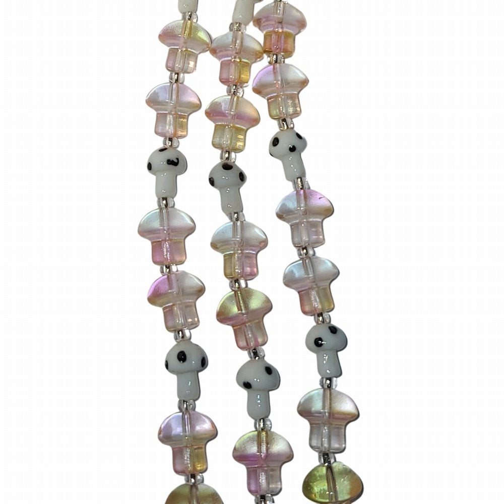 Mushrooms and Mushrooms - Rosy Amber and Spotted White (7in Strand)