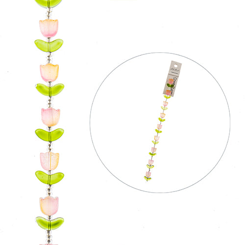 Tulips - Light Pink and Green (7in Strand)