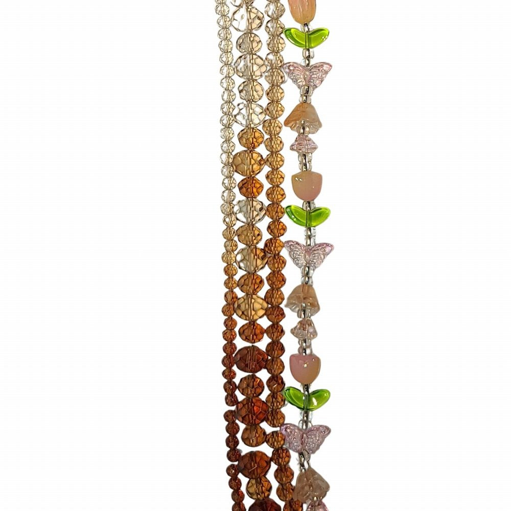 Tulip Butterflies Faceted Rondelles and More - Pink and Honey Ombre (4x7in Stran