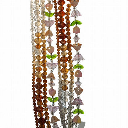 Tulip Butterflies Faceted Rondelles and More - Pink and Honey Ombre (4x7in Stran