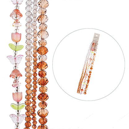 Tulip Butterflies Faceted Rondelles and More - Pink and Honey Ombre (4x7in Stran