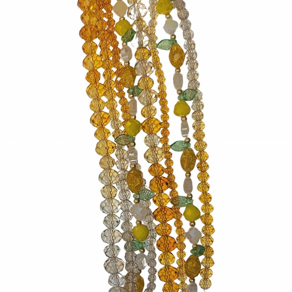 Pear Teardrop Leaves Faceted Rondelles - Honey Ombre (4x7in Strand)