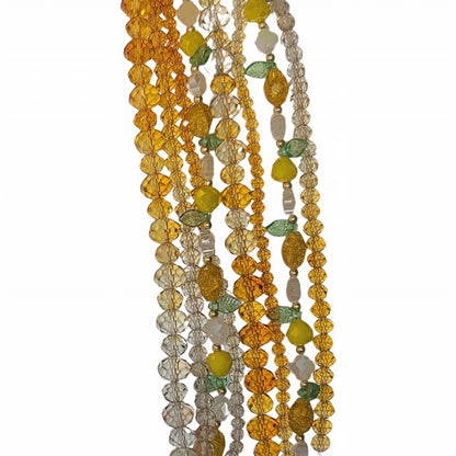 Pear Teardrop Leaves Faceted Rondelles - Honey Ombre (4x7in Strand)