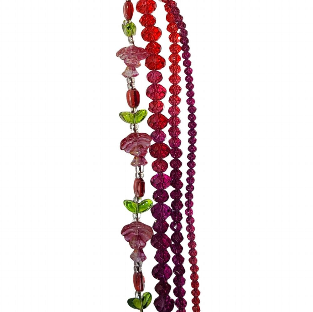 Tulips Caps and Faceted Rondelles - Red Amethyst Ombre (4x7in Strand)