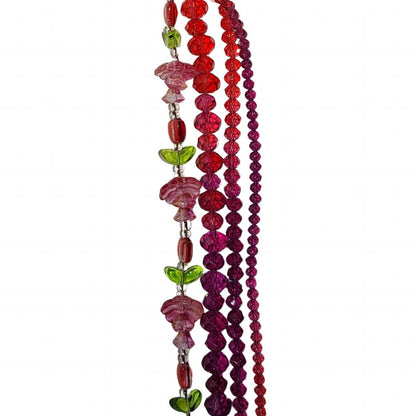 Tulips Caps and Faceted Rondelles - Red Amethyst Ombre (4x7in Strand)