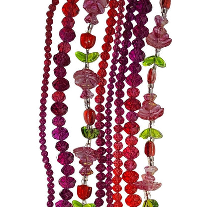 Tulips Caps and Faceted Rondelles - Red Amethyst Ombre (4x7in Strand)