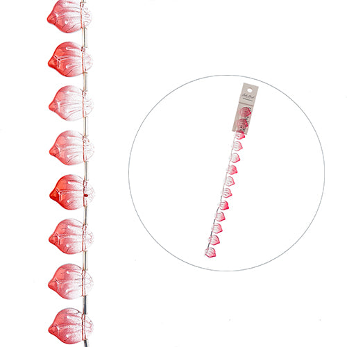 Wide Petals - Crystal and Red (7in Strand)