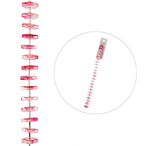 Flower Cap - Crystal and Red (7in Strand)