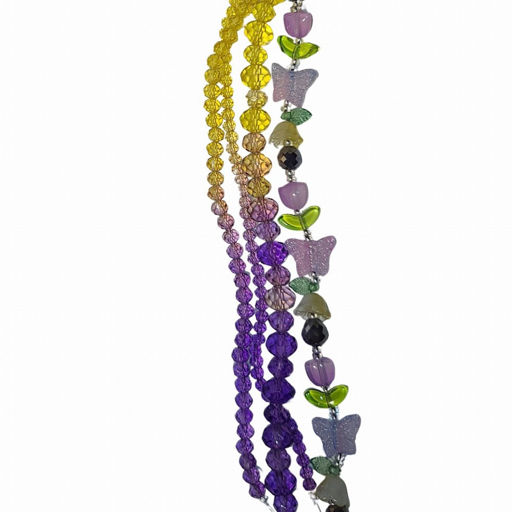 Tulips Butterflies Faceted Rondelles - Jonquil Lilac Ombre (4x7in Strand)