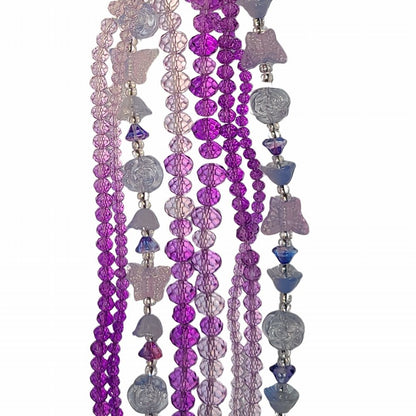 Butterflies Flowers and Faceted Rondelles - Purple Ombre (4x7in Strand)