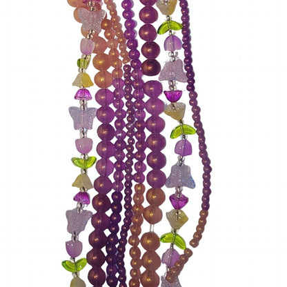 Tulips Butterflies and Rounds - Purple Peach Stardust Ombre (4x7in Strand)