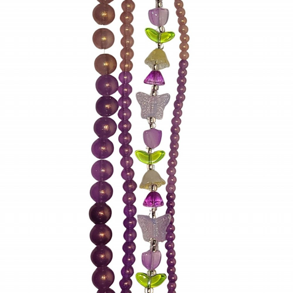 Tulips Butterflies and Rounds - Purple Peach Stardust Ombre (4x7in Strand)