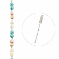 Faceted Fat Pears - Cream and Teal (7in Strand)