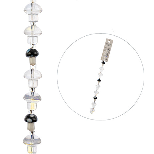 Mushrooms and Mushrooms - Crystal and Spotted Black (7in Strand)