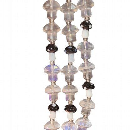 Mushrooms and Mushrooms - Crystal and Spotted Black (7in Strand)