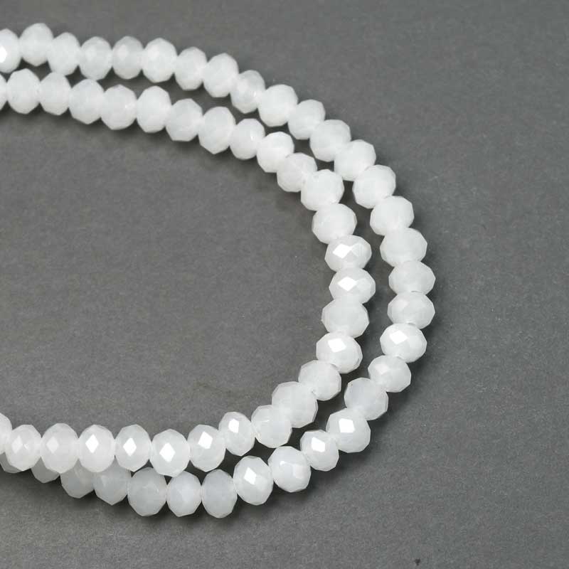 Crystal Lane(tm) Faceted Donut Rondelle - 3x4mm - Opalino White (strand)