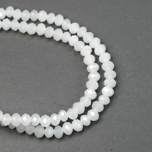 Crystal Lane(tm) Faceted Donut Rondelle - 3x4mm - Opalino White (strand)