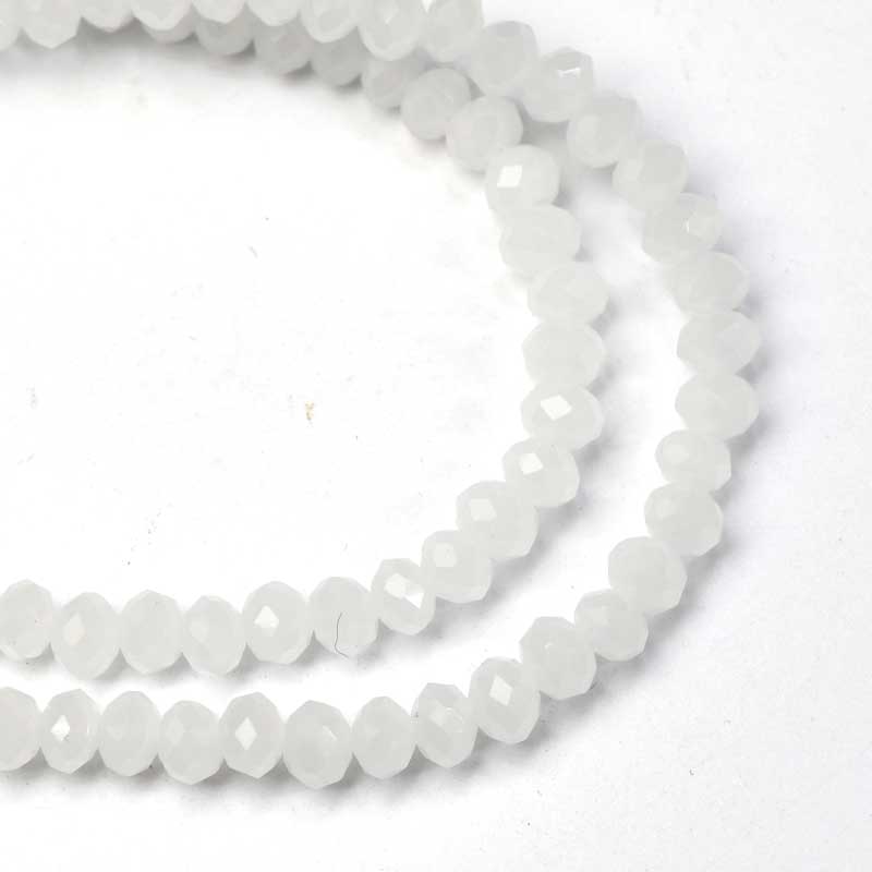 Crystal Lane(tm) Faceted Donut Rondelle - 3x4mm - Opalino White (strand)