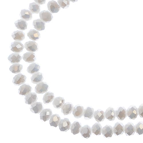 Crystal Lane(tm) Faceted Donut Rondelle - 3x4mm - Opaque White AB (strand)