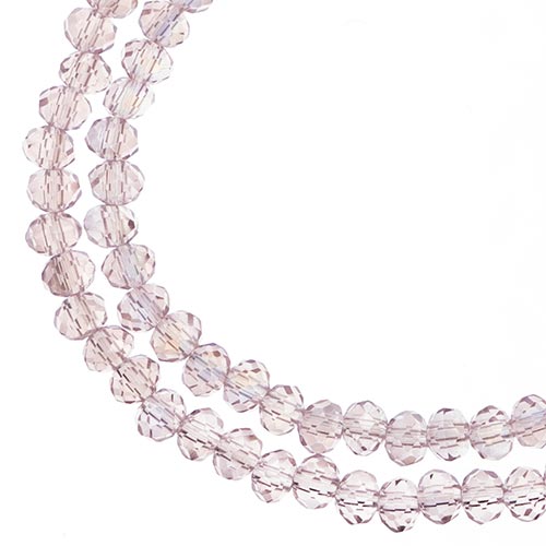 Crystal Lane(tm) Faceted Donut Rondelle - 3x4mm - Transparent Pink AB (strand)