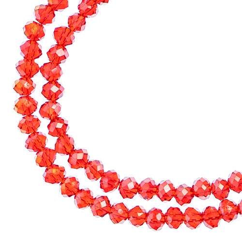Crystal Lane(tm) Faceted Donut Rondelle - 3x4mm - Transparent Red AB (strand)