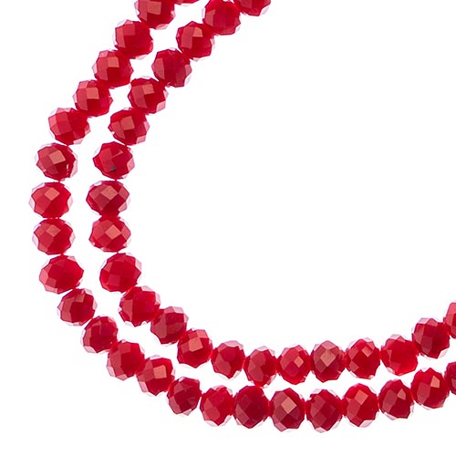 Crystal Lane(tm) Faceted Donut Rondelle - 3x4mm - Opalino Red (strand)