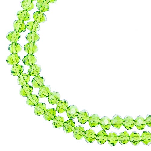Crystal Lane(tm) Faceted Donut Rondelle - 3x4mm - Transparent Green AB (strand)